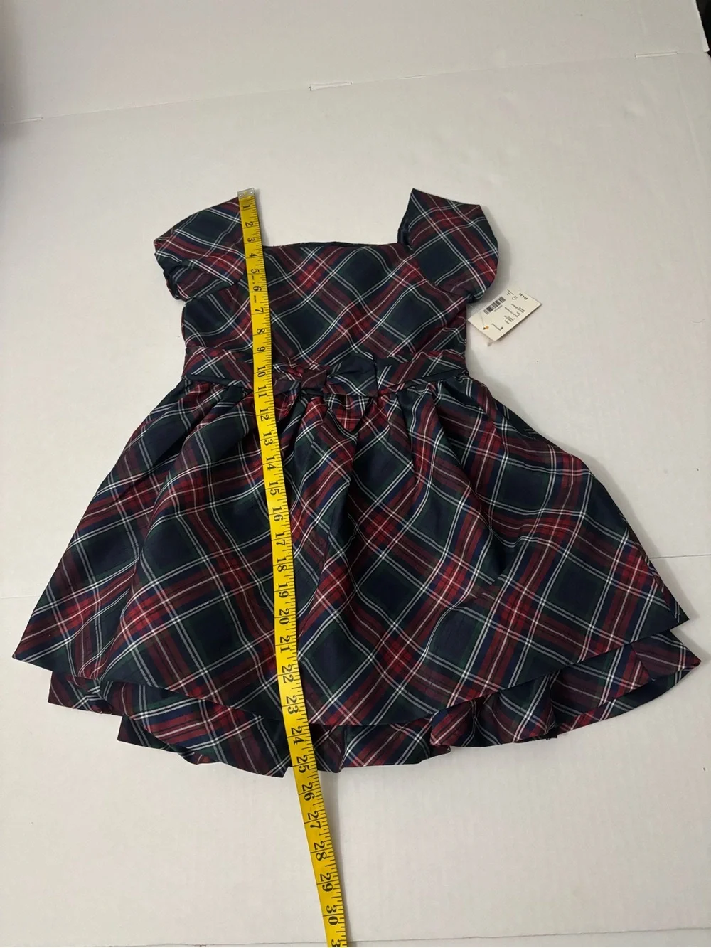 Gymboree Girls Plaid Bow Ruffle Dress - Royal Christmas Size 6